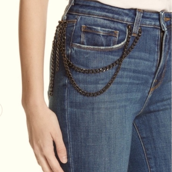 L’AGENCE Luna high rise chain belt detail straight designerJeans - Picture 2 of 9